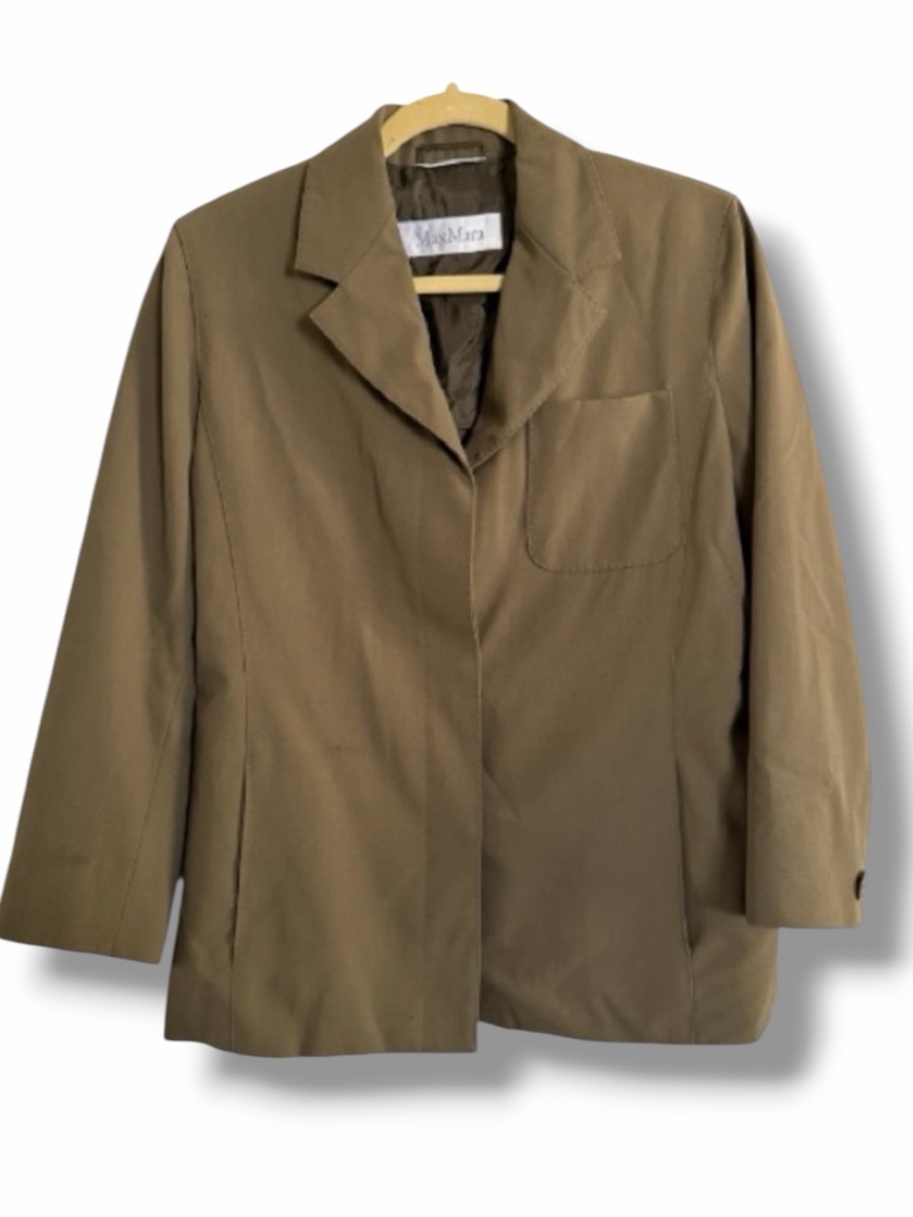 Max Mara Wool Blazer Jacket Olive Size 10